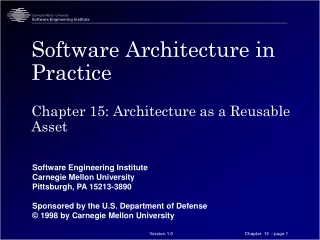Software Architecture in Practice Chapter 15: Architecture as a Reusable Asset