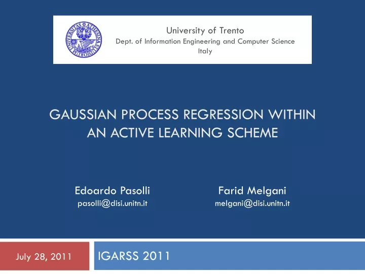 gaussian process regression within an active learning scheme