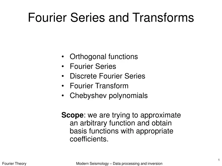 fourier series and transforms