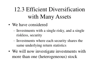 12.3 Efficient Diversification with Many Assets