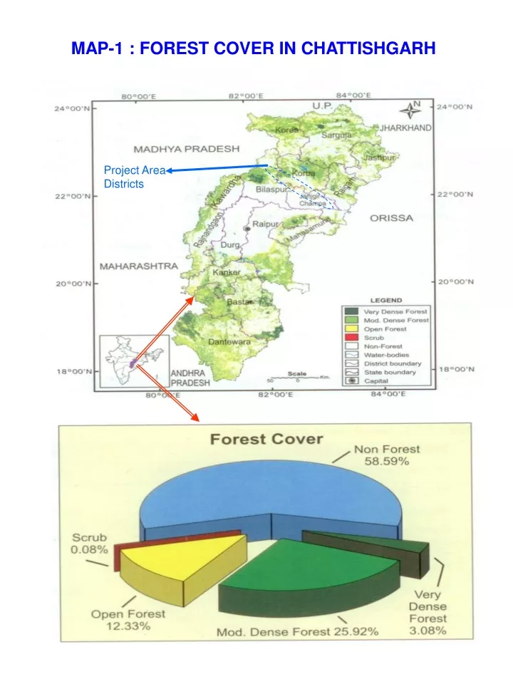 map 1 forest cover in chattishgarh