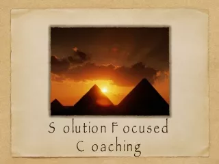 Solution Focused Coaching