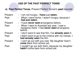 USE OF THE PAST PERFECT TENSE