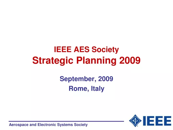ieee aes society strategic planning 2009