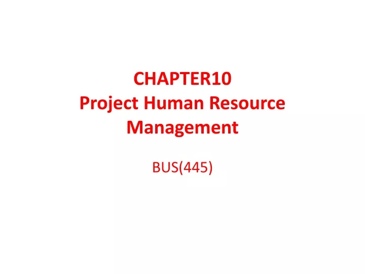 chapter10 project human resource management