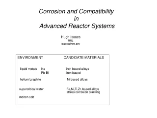 Corrosion and Compatibility  in  Advanced Reactor Systems