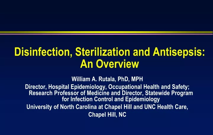 disinfection sterilization and antisepsis an overview