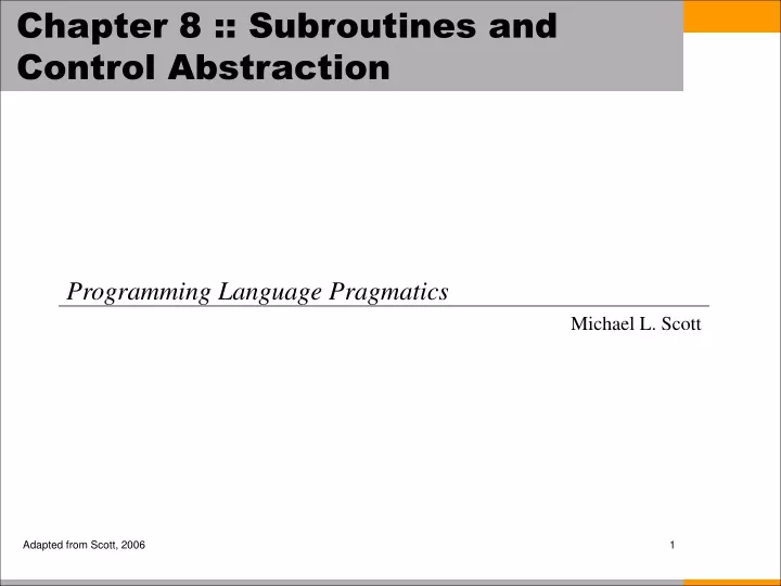 chapter 8 subroutines and control abstraction