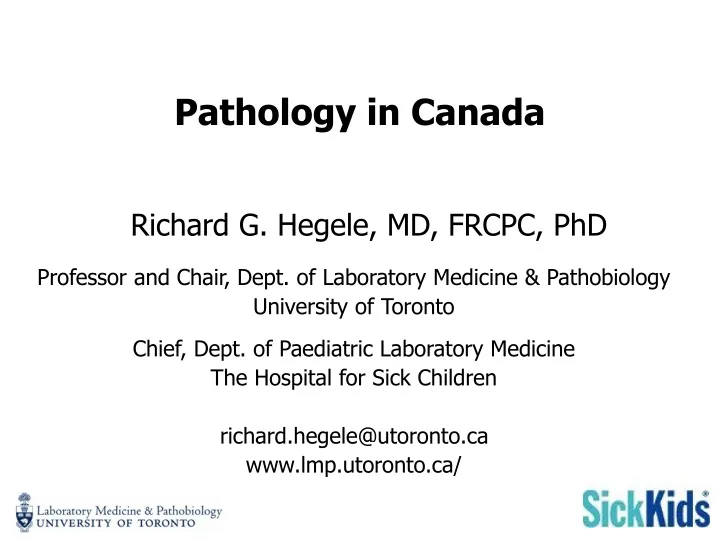 pathology in canada