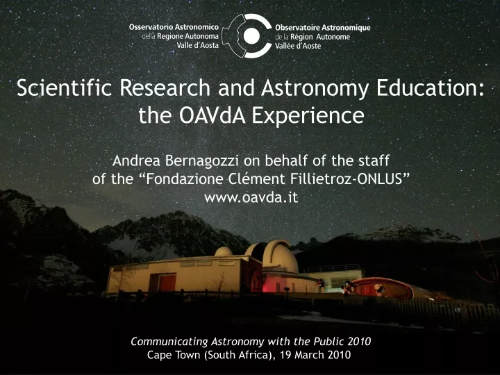 scientific research and astronomy education