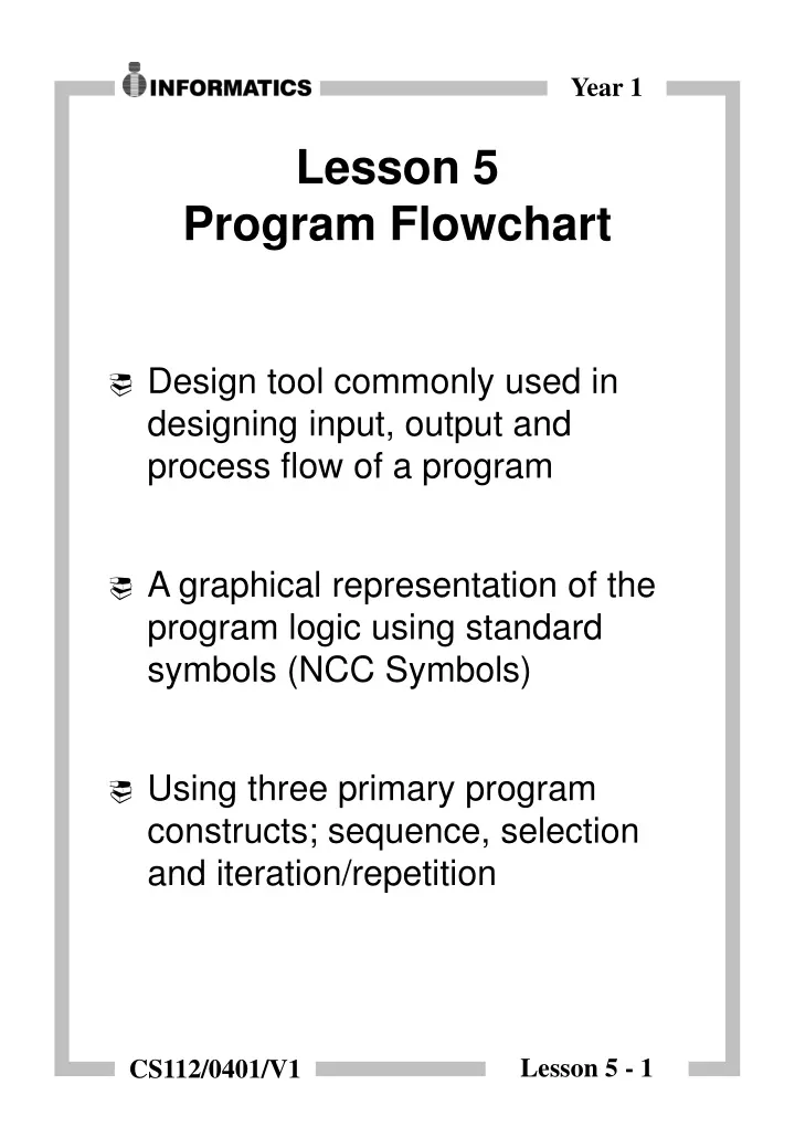 lesson 5 program flowchart