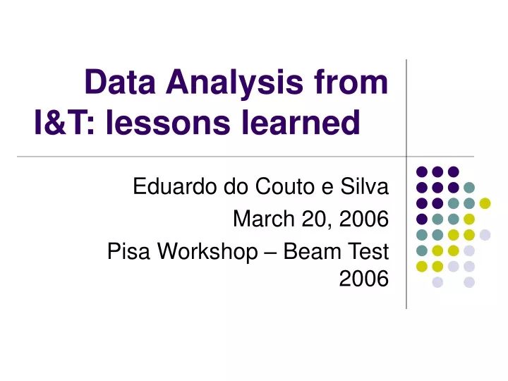 data analysis from i t lessons learned