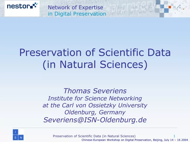 preservation of scientific data in natural sciences