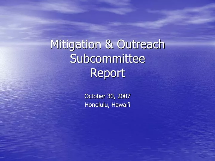 mitigation outreach subcommittee report