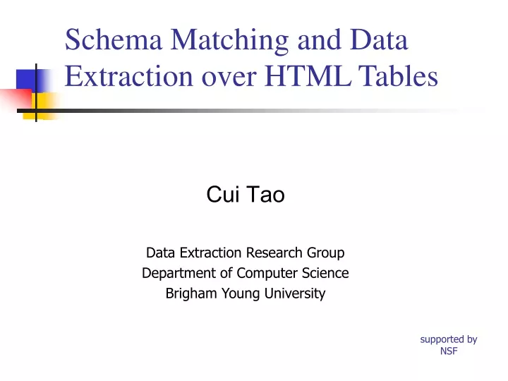 schema matching and data extraction over html tables