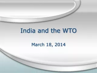 India and the WTO