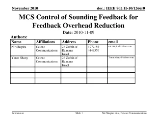 MCS Control of Sounding Feedback for Feedback Overhead Reduction