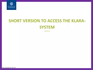 Short version to access the  KLARA-system 2017-01-19