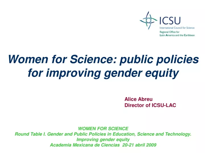 women for science public policies for improving