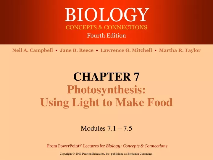 chapter 7 photosynthesis using light to make food