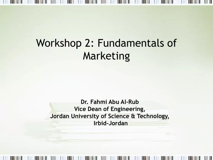 workshop 2 fundamentals of marketing