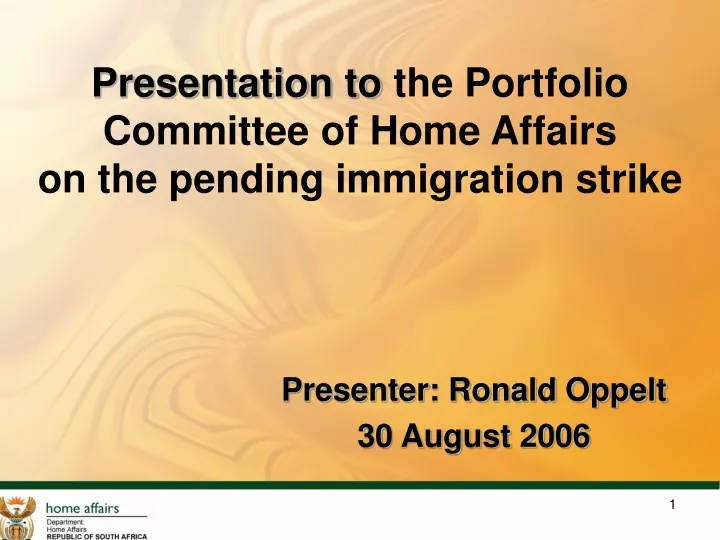 presentation to the portfolio committee of home affairs on the pending immigration strike
