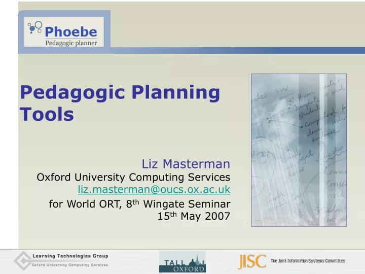 pedagogic planning tools