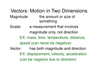 Vectors- Motion in Two Dimensions