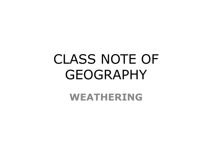 class note of geography