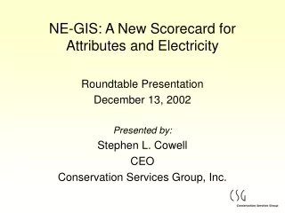 NE-GIS: A New Scorecard for Attributes and Electricity