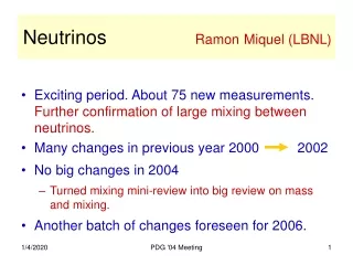 Neutrinos Ramon Miquel (LBNL)