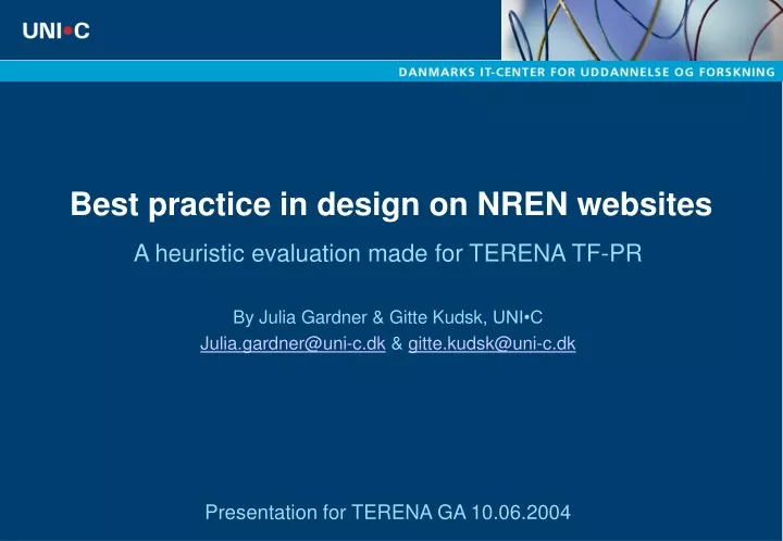 best practice in design on nren websites