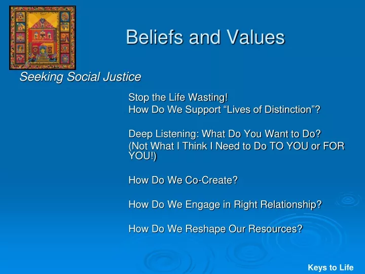 beliefs and values