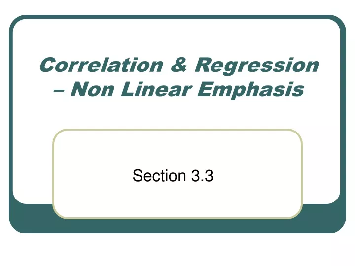 correlation regression non linear emphasis