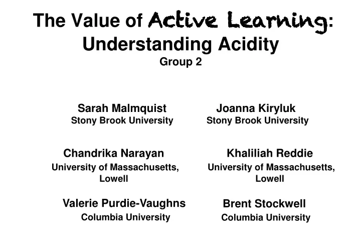 the v alue of active learning understanding acidity group 2