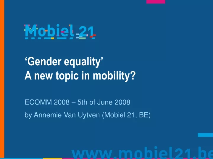 gender equality a new topic in mobility