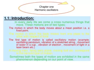 Chapter one Harmonic oscillators