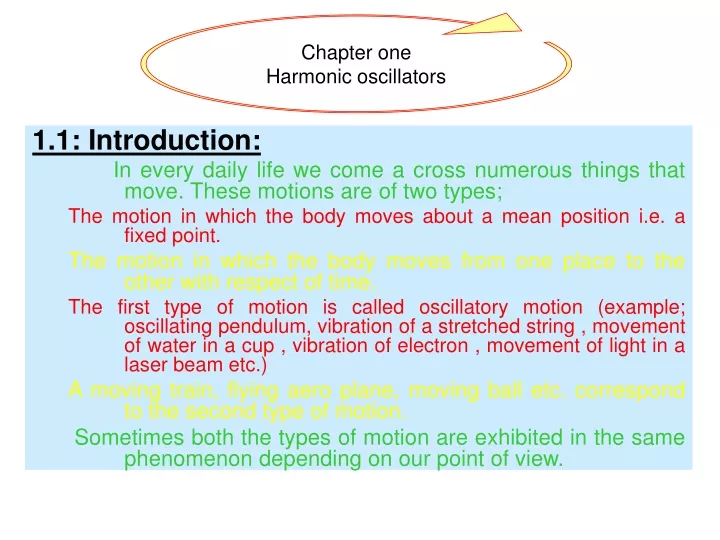 chapter one harmonic oscillators