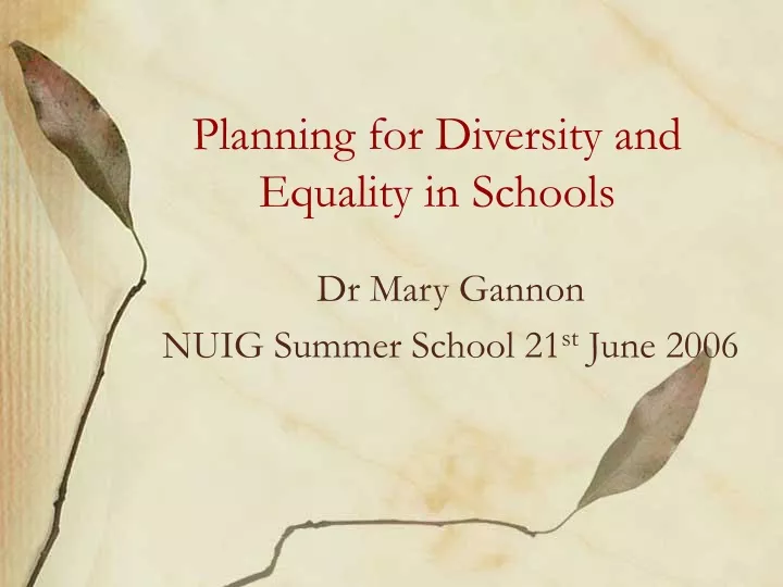 planning for diversity and equality in schools