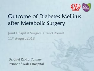 Outcome of Diabetes Mellitus after Metabolic Surgery
