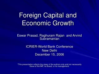 Foreign Capital and Economic Growth