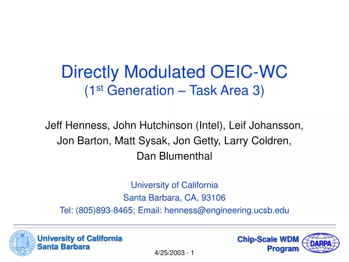 directly modulated oeic wc 1 st generation task area 3