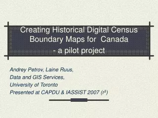 Creating Historical Digital Census Boundary Maps for  Canada  - a pilot project