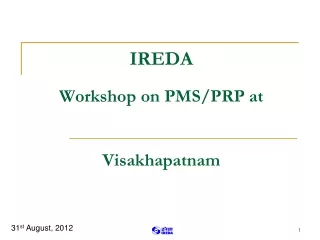 IREDA Workshop on PMS/PRP at  Visakhapatnam