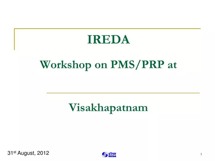 ireda workshop on pms prp at visakhapatnam