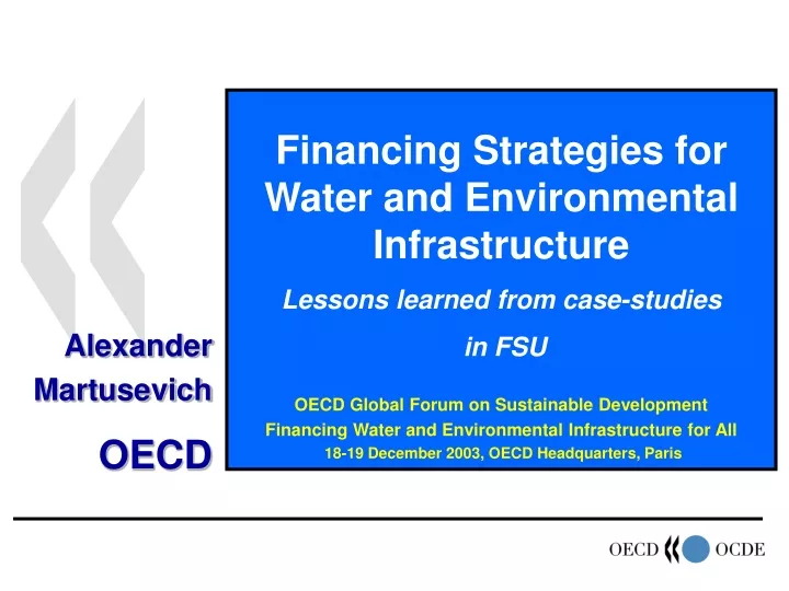 financing strategies for water and environmental