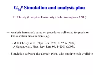 G M p  Simulation and analysis plan