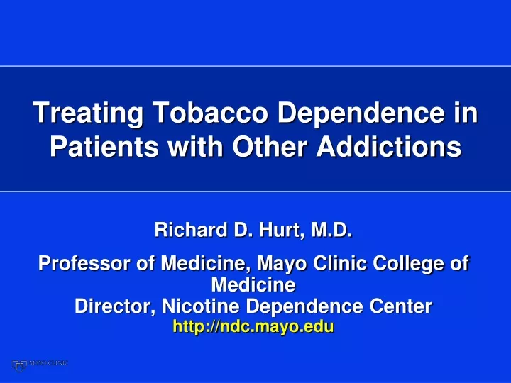 treating tobacco dependence in patients with other addictions