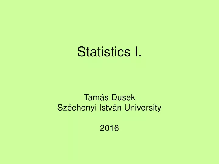 statistics i