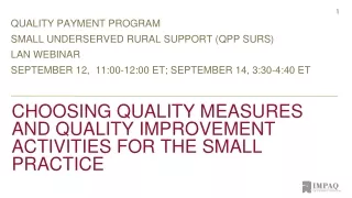 Choosing quality measures and quality improvement activities for the small practice